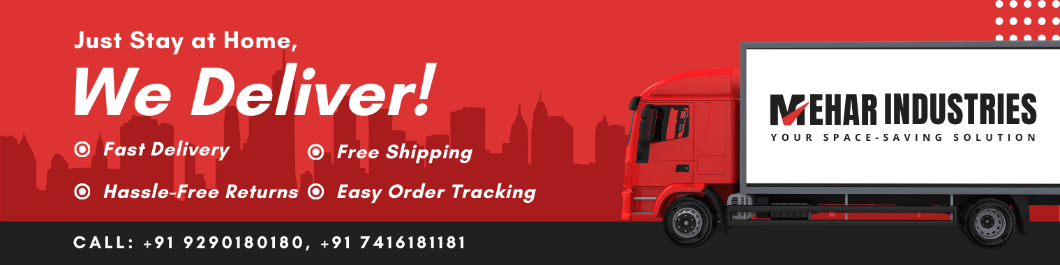 Banner image with the message 'Just Stay at Home, We Deliver' from Shoe Den, ensuring convenience and safe delivery of quality shoe racks to your doorstep.